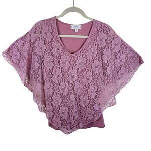 Shannon Ford Mauve Purple Lace Lightweight Stretchy Kimono Tank Blouse Size M